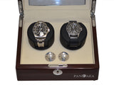 Pangaea D310 Double Watch Winder - Mahogany (Battery or AC Powered)