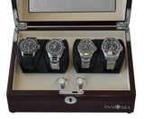 Pangea Q350 Quad Automatic Watch Winder with LED Lights - Mahogany