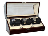 Pangea Q630 Automatic Six Watch Winder with LED Light- Mahogany
